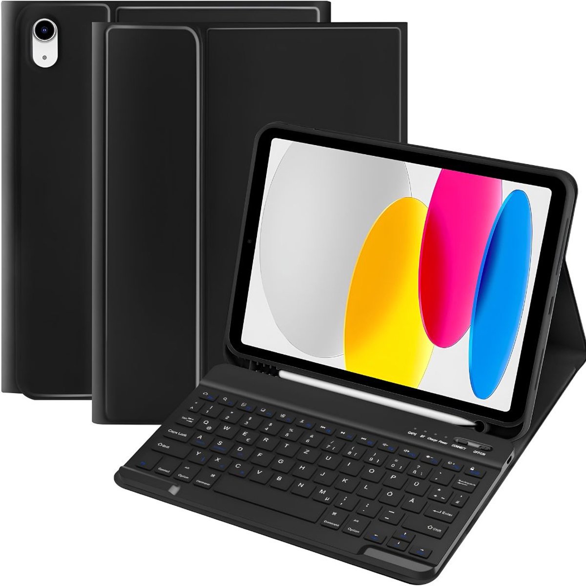 NIVA® Ipad Hoes met Toetsenbord - Beschermhoes met Toetsenbord voor Ipad 11e/10e Generatie - Toetsenbordhoes voor Ipad - Zwart - 26cm x 21cm x 2cm
