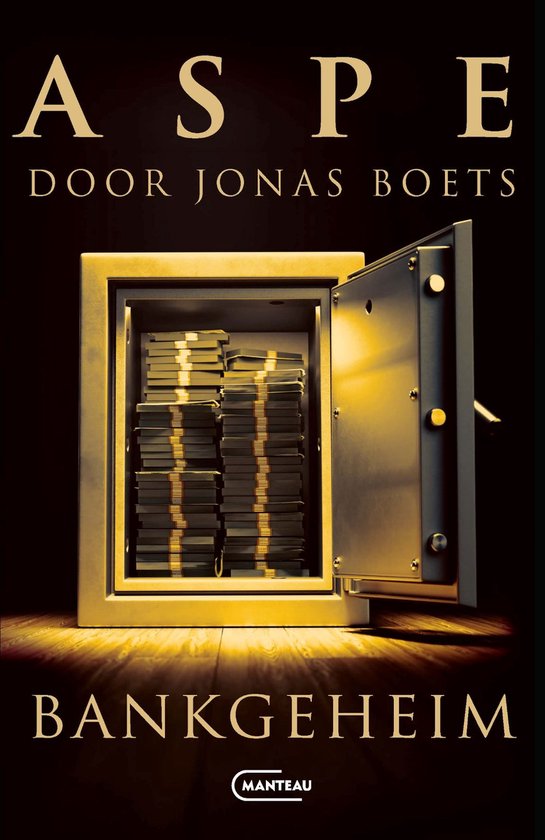 Boek 'Bankgeheim' van Jonas Boets, met een open kluis vol bankbiljetten op de voorkant.