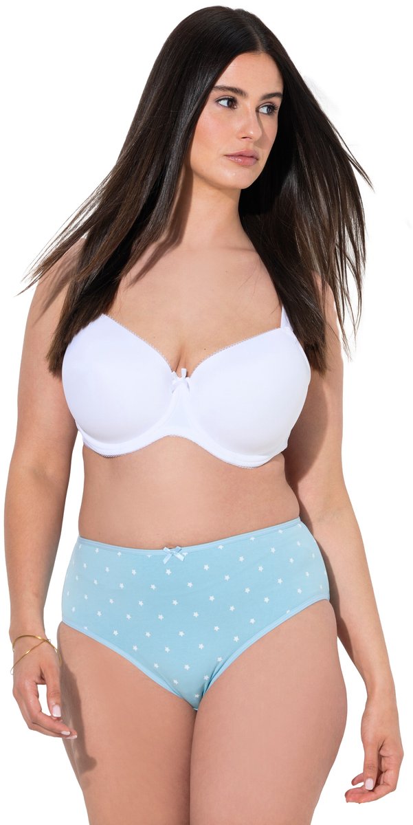 Ulla Popken - Dames - Midi-slips set van 5 motief / effen - Zwart - Maat 58+
