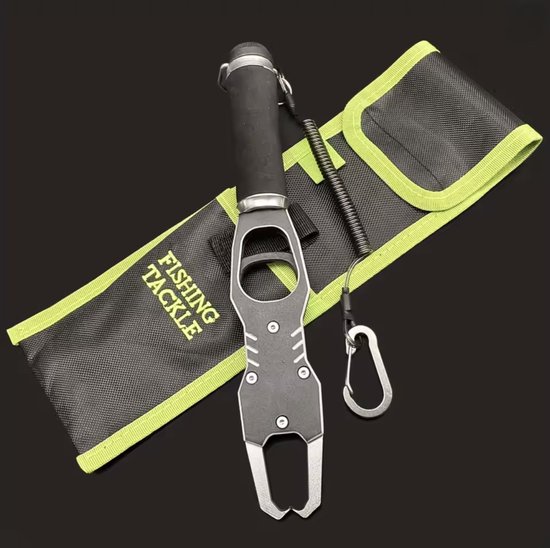 Visgrijper met Ingebouwde Weegschaal - Aluminium Lip Grip (Tot 18 KG) - Inclusief Veiligheidskoord - Roestvrij — afbeelding 2