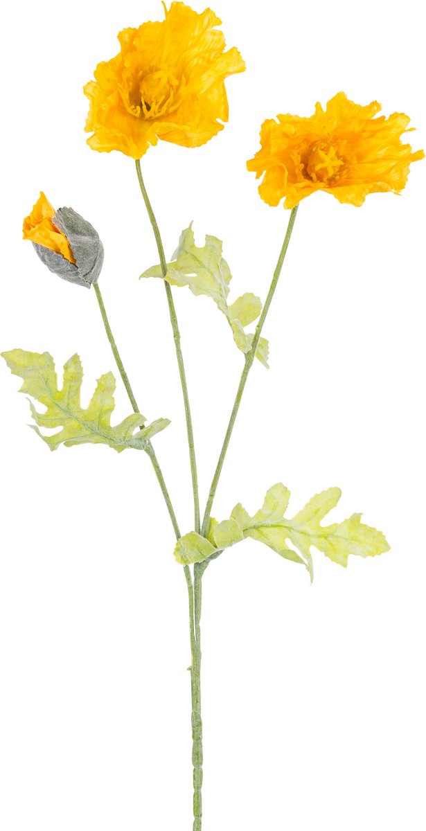 Easyplants | Kunstbloem Poppy 73 cm geel | Zijde | Nepbloemen | geel | Onderhoudsvrij | Kant-en-klaar
