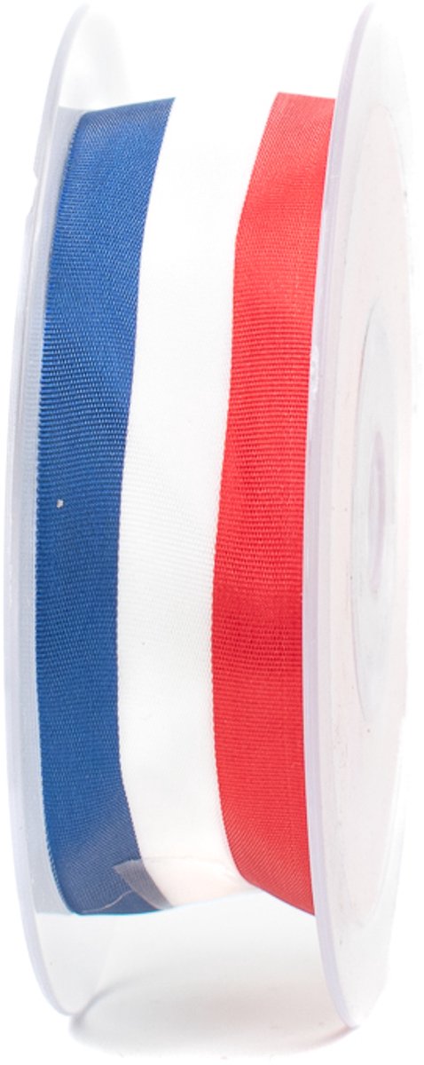 Decoratielint - cadeaulint - 25 mm x 20 meter - rood/wit/blauw - Nederlandse vlag