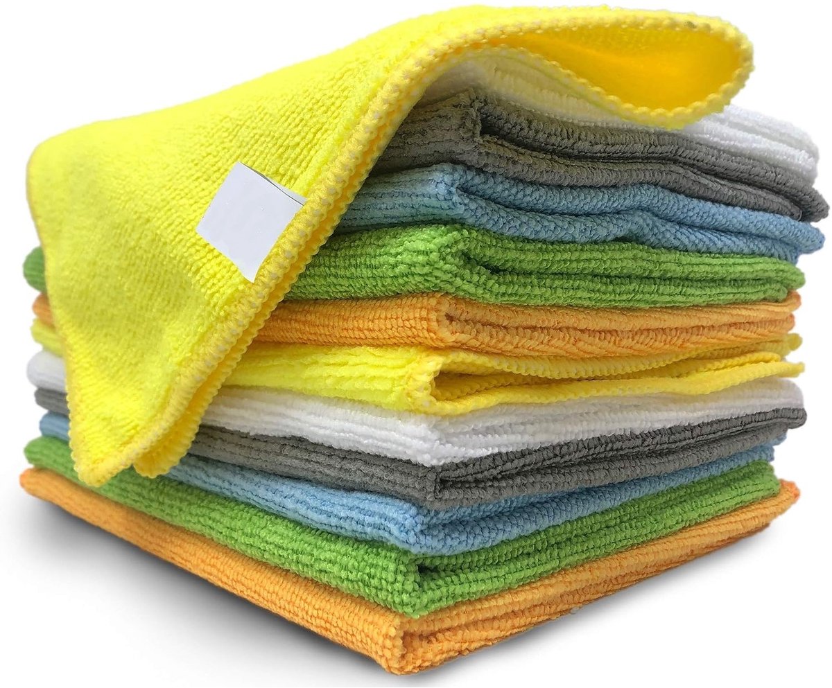Microvezel Doekenset – 12 stuks – Streepvrij & Pluisvrij – Veelkleurig