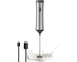 Draagbare Koffie Opschuimer - Handmatige Melkopschuimer - Dranken Bereiden - Oplaadbaar Type C - 400 Milliliter - Zilver
