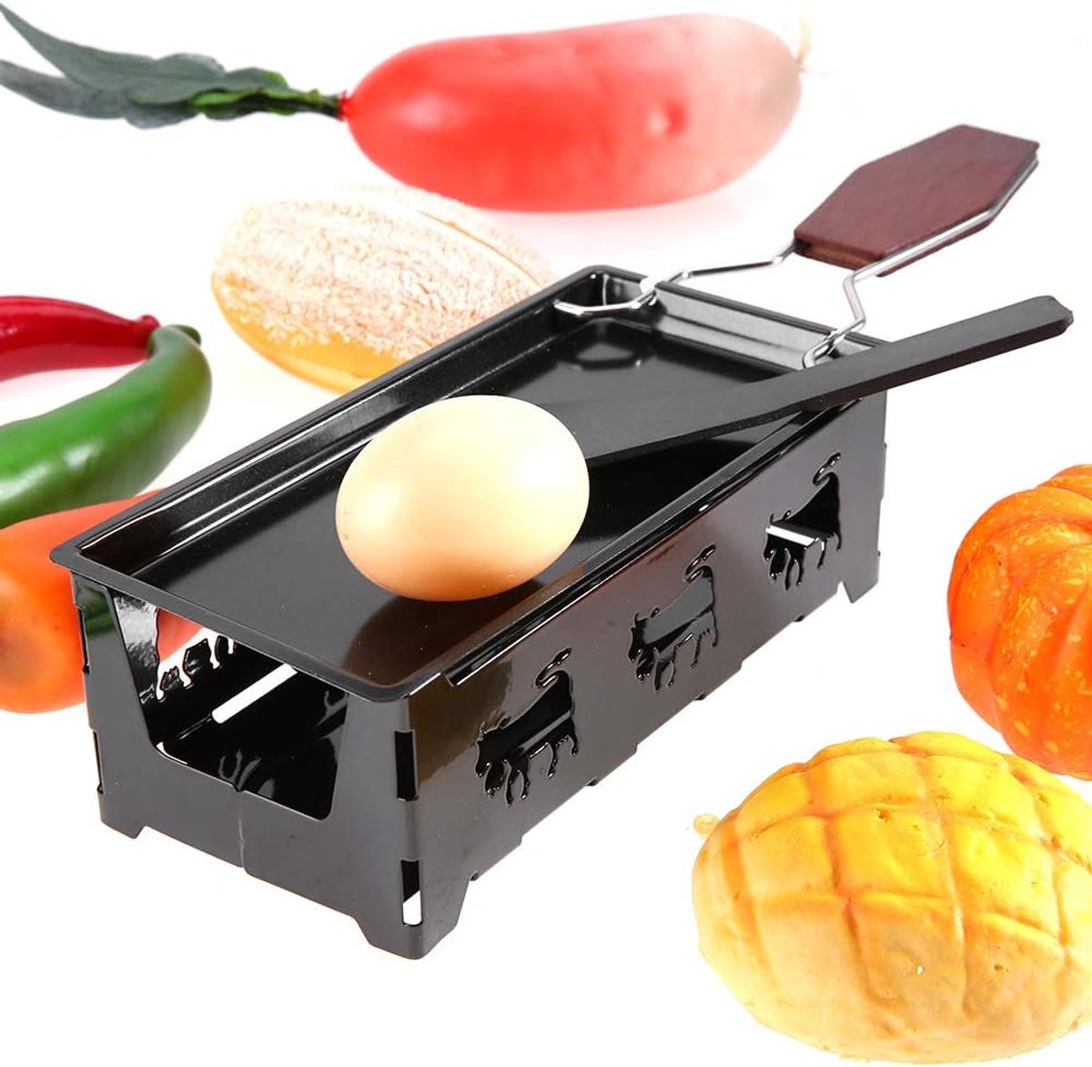 Tyenaza Mini Raclette - Non-Stick Kaas Smelter Grill met Houten Handvat — cadeau in Kookcadeaus - foto 4