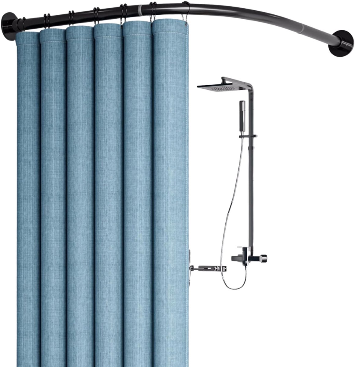 ZRNS® Gordijnrails Uitschuifbaar - Gordijnroede Telescopisch - Gordijnstang - Zonder Boren - 70-95 cm - Zwart