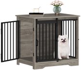 HILINSIE 69 cm Hondenbench, meubel, hondenbox, 2 deuren, modern hondenhok voor kleine, middelgrote honden, bijzettafel, hondenhuis voor thuis, 49 × 69 × 64.5 cm, Lichtivoor