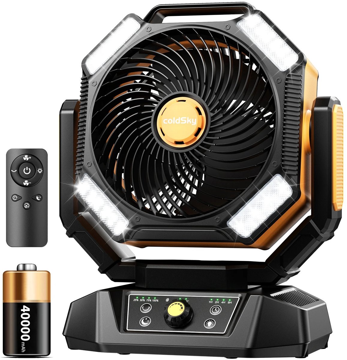 G&G ventilator - Tafelventilator - Accu - 26-126 uur - 8 snelheden - USB - Noodverlichting - Afstandsbediening - Camping - Bouw