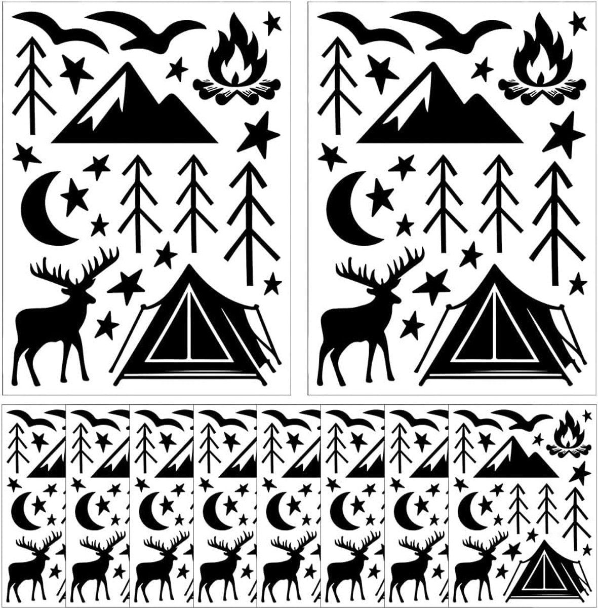 10 stuks Vellen Kleurrijke Polka Dot Muurstickers, Boho Terrazzo Geometrische Abstracte Muursticker, Onregelmatige Stippen Muursticker, Muurstickers, voor Meubels, Slaapkamer, Woonkamer Decoratie（Zwarte campingstijl）