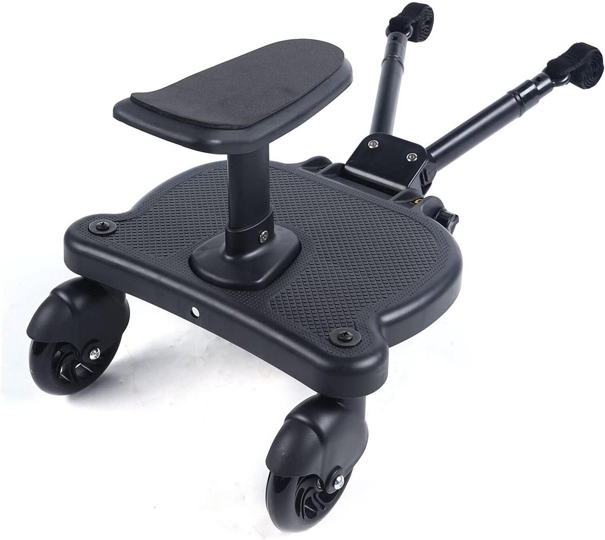 Meerijdplank met zitting - Meerijdplank kinderwagen - Kinderen meenemen - Universeel verstelbaar - Tot 25 kg - Zwart