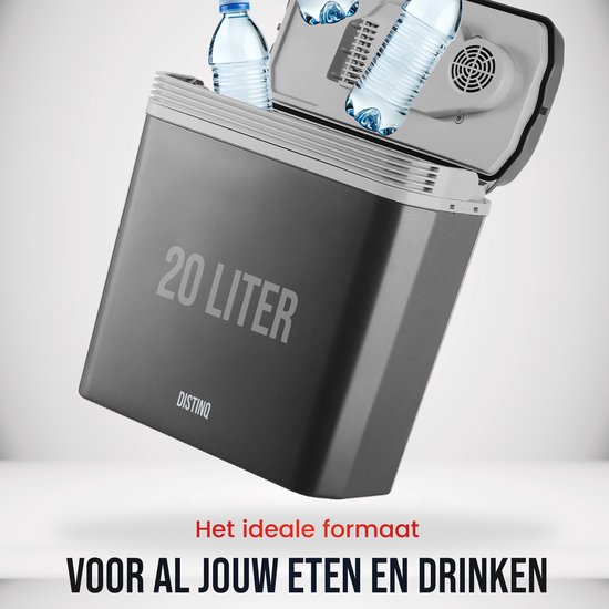 DistinQ Elektrische Koelbox voor Auto en Camping - Koelbox Elektrisch met Verwarmingsfunctie - 12v 230 Volt - 20L - Grijs van DistinQ — afbeelding 2