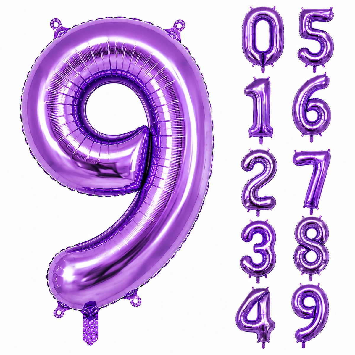 Fienosa Paars Cijfer 9 Ballon 101 CM - Nummer 9 - Cijferballon - XL Folieballon - Helium Ballon - Feestversiering - Verjaardag - Leeftijd - Getal