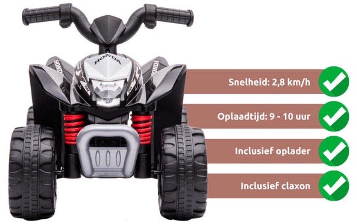 Eco Toys - Honda Elektrische Kinderquad - Blauw - Met Claxon & Gas Pedaal - Snelheid 2,8 km/u - Vanaf 18 Maanden - Max. 25 kg — afbeelding 2