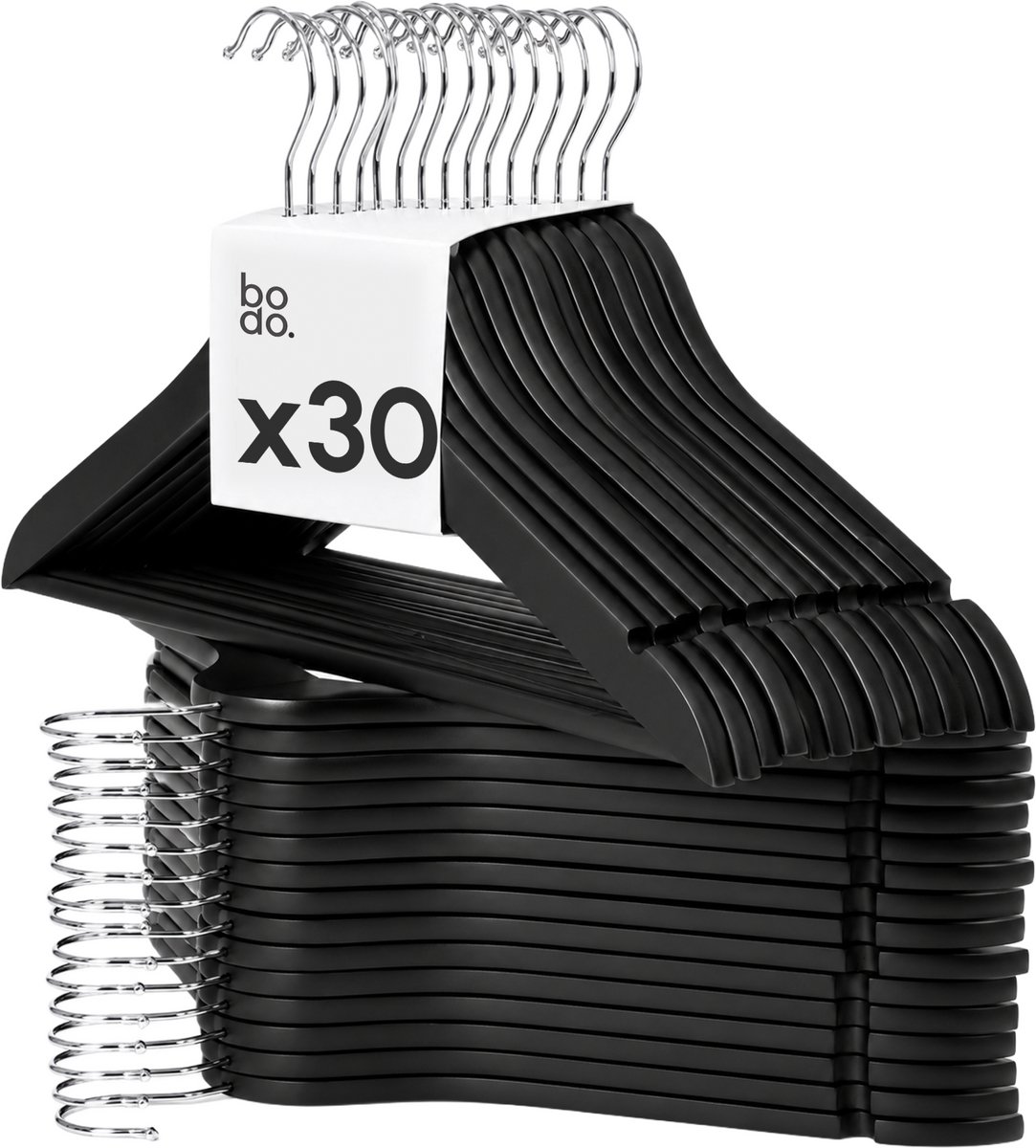 Kledinghangers - 30 stuks - zwart - Bodo