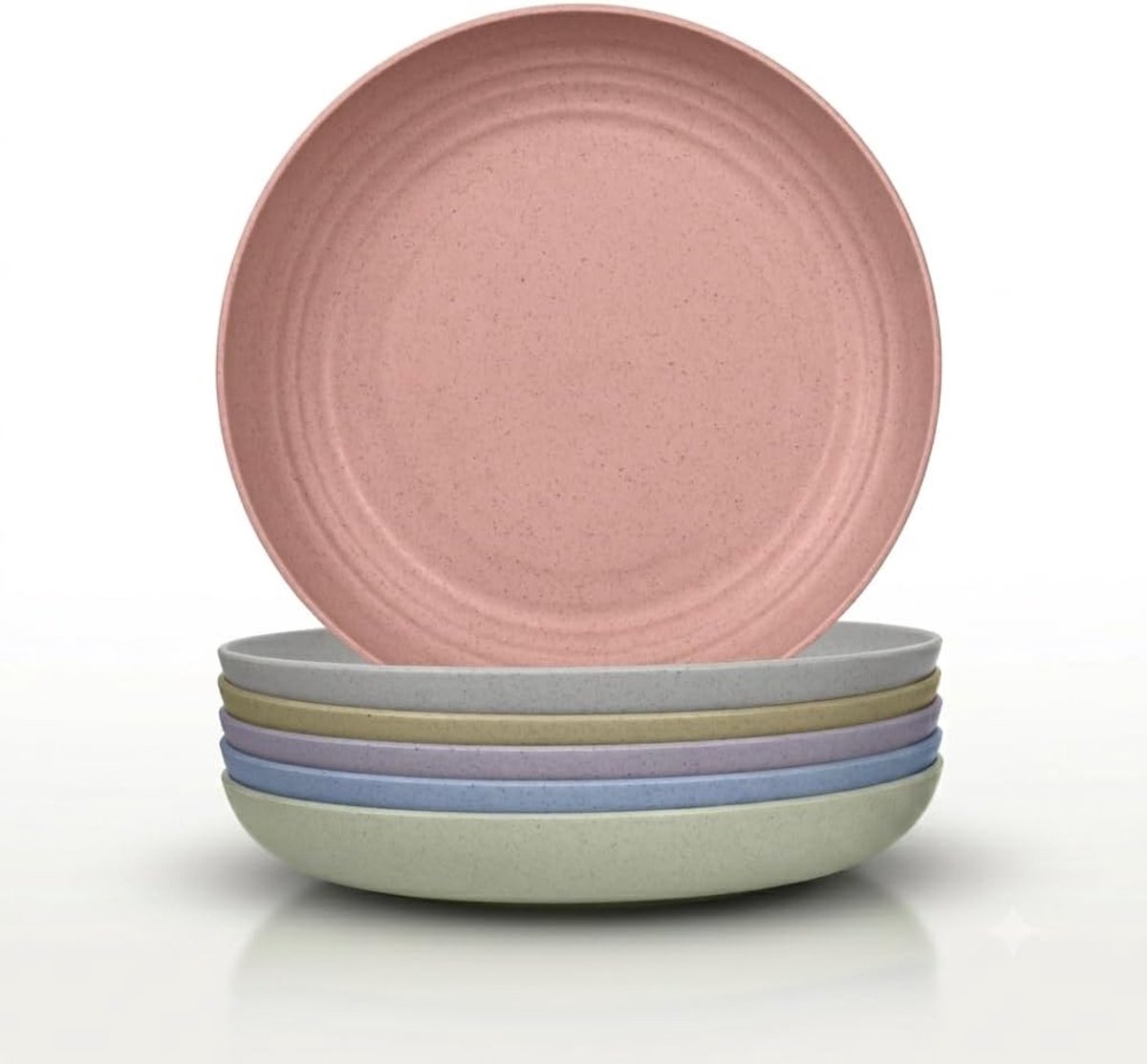 Bordenset, 6-Delig 25cm Onbreekbaar Dinerborden Plastic, Herbruikbaar Camping Borden, Licht, Kunststof Bpa-Vrij, Magnetronbestendig Vaatwasmachinebestendig, kleurrijk