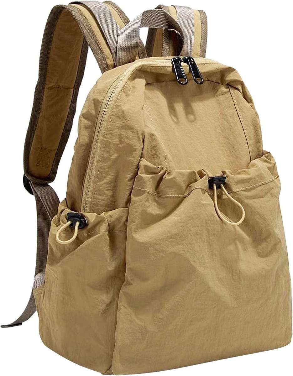 Rugzak - Nylon Damesrugzak met Verstelbare Banden - Lichtgewicht Puffer Dagrugzak - Casual en Comfortabel - Geschikt voor Dagelijks Gebruik en Reizen - Kaki - 1 Stuk