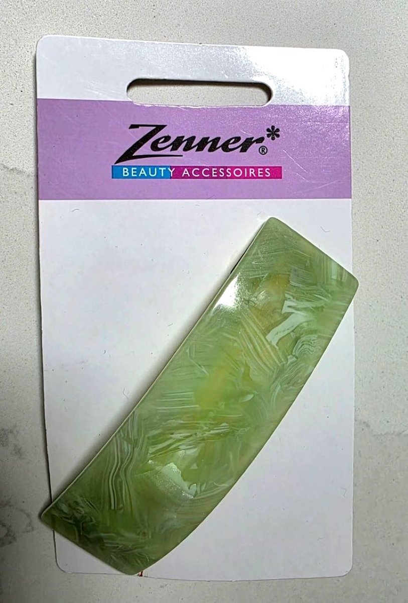 Zenner - jade look haarclip - haarspeld rechthoek groen - pastel - 80 x 22mm - medium - goud