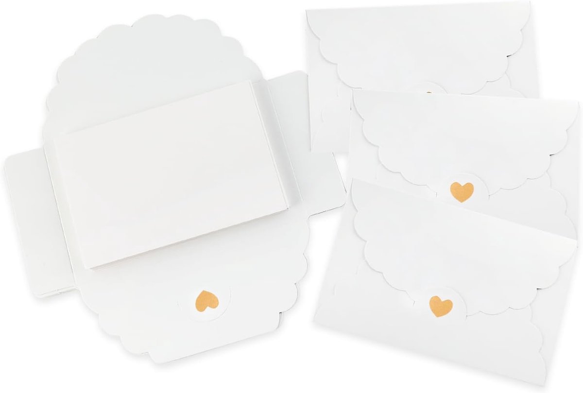 30 stuks witte enveloppen, 17,5 x 11 cm, parelpapieren enveloppen met 30 vellen blanco kaart, cadeaukaartenenvelop voor kerstcadeau, schattige envelop voor doe-het-zelf, bruiloft, verjaardagsfeest