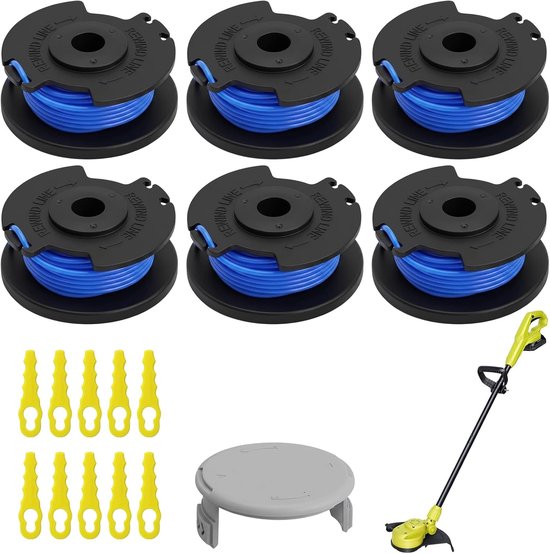 17 Delige Grastrimmer Spoel Set Compatibel met AC14RL3A AC14HCA, 6 Trimmer Spoelen met Spoelkap en 10 Kunststof Messen, Draadspoel voor 18V 24V 40V Trimmers — afbeelding 5