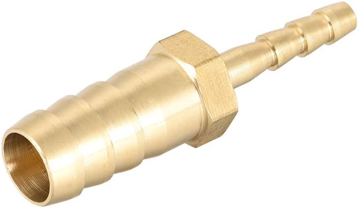 sourcing map Koppeling, geribbeld, slang, messing, recht, connector, koppeling, adapter, baardslang, ID 10 mm x 4 mm (1 stuk)