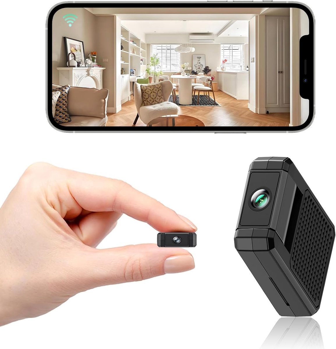 Mini wifi beveiligingscamera met 180° draaibare lens, draadloze bewakingscamera met app-bediening op afstand en nachtzicht