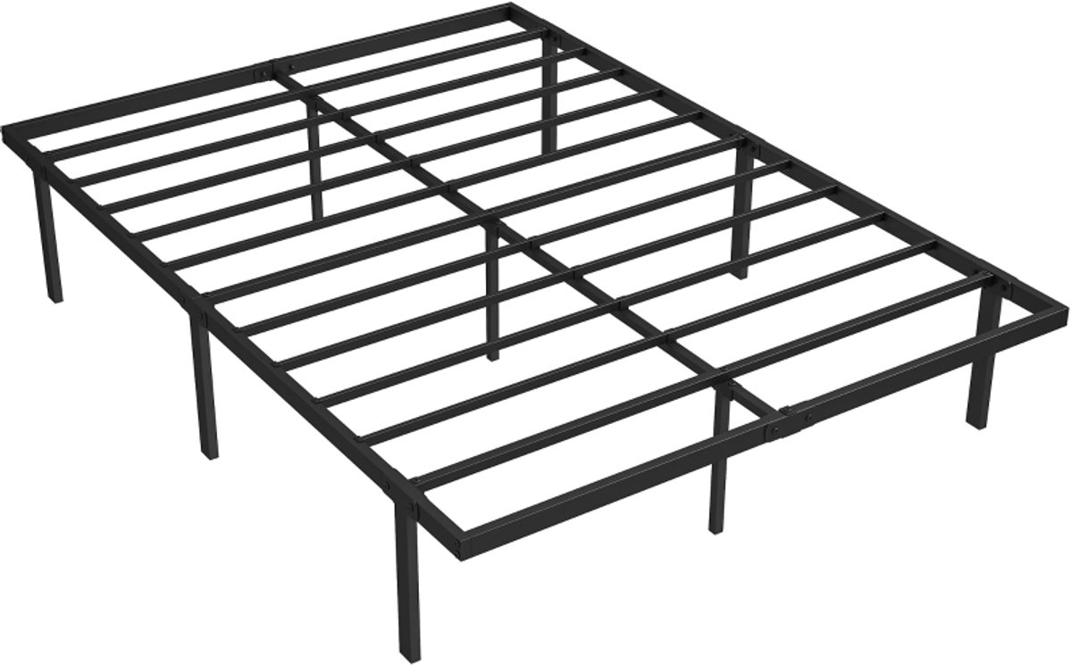 Metalen bedframe 140 x 200 cm - Met opbergruimte - Met lattenbodem - Met hoofdbord - Metaal - Zwart