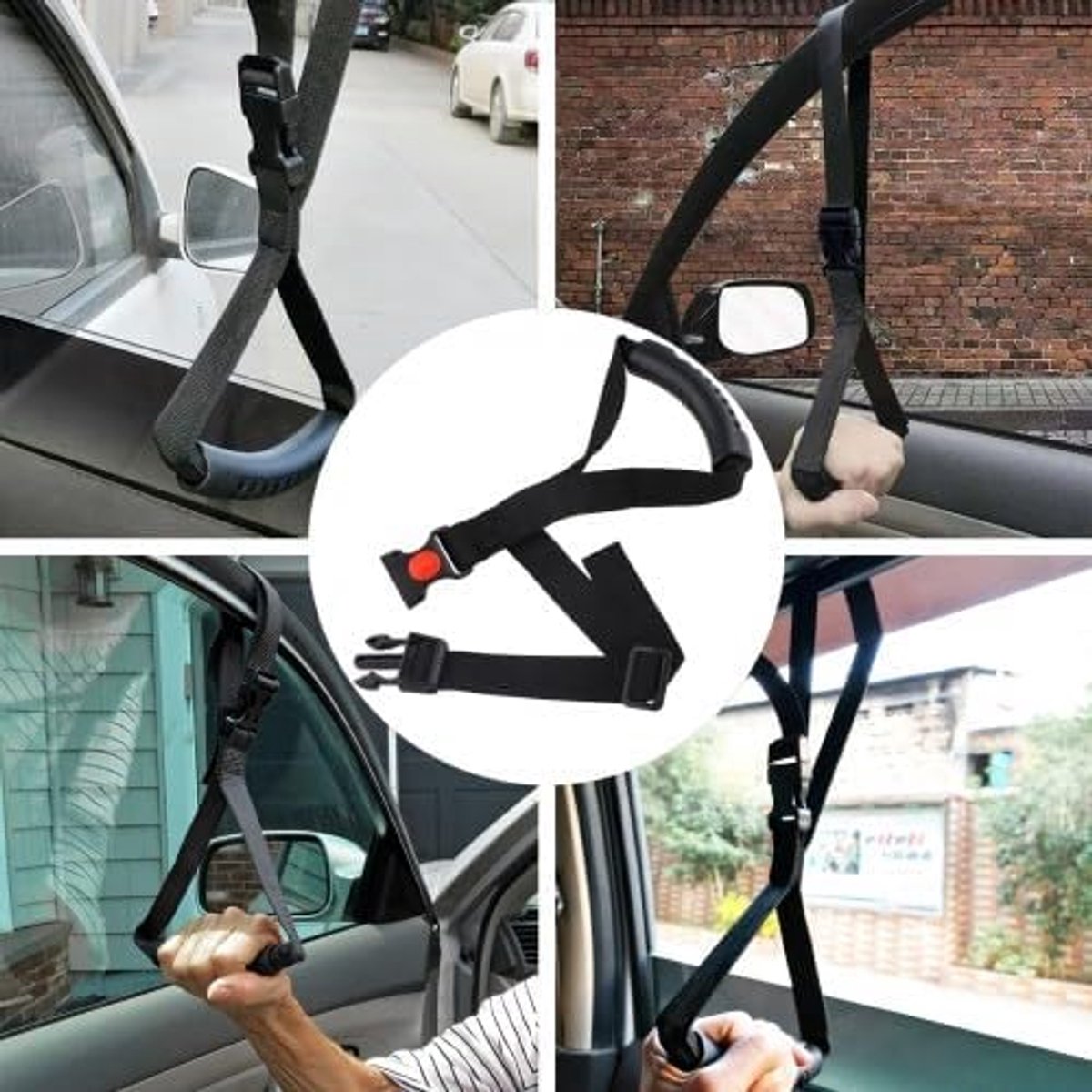 Autoin- en uitstaphulp, antislip autogreep als stahulp voor senioren en mobiliteitsbeperkingen, in hoogte verstelbare steungreep voor voertuigdeur, 33-47 cm, zwart