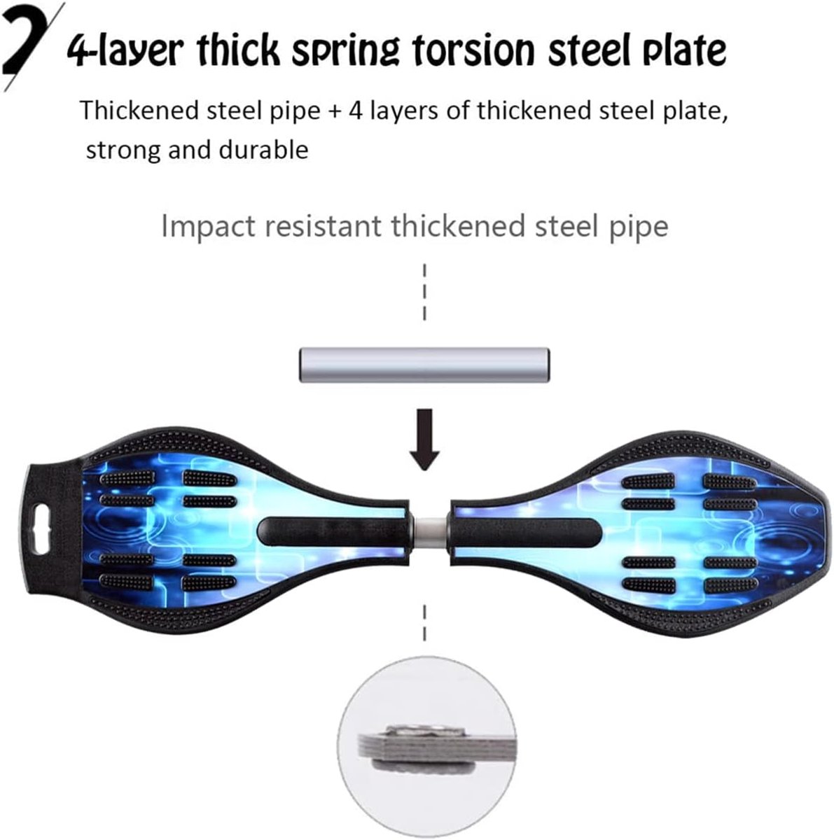 Waveboard Skateboard met Lichtgevende Wielen voor Kinderen | Dubbele Dekken, Torsie Ontwerp, Straat Surfen, Zwenkwielen, Voor Tieners
