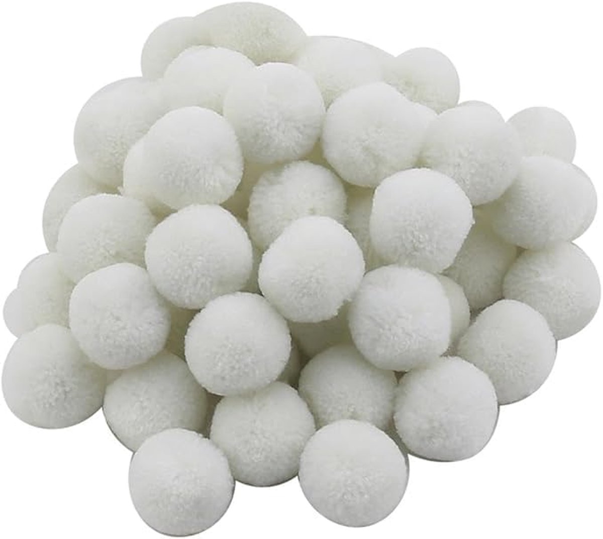 Pompons, pompon, 25 mm, witte pompon, 100 stuks, naaien, tilda, knutselen, boordballen, pluizige pluche ballen voor grappig doe-het-zelf creatief handwerk