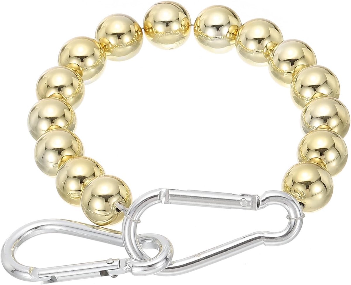 Vlaggenmast Retainer Ring, 15 Kralen Mount Ring Accessoires Houd Vlag Dicht bij Pole met Roestvrij Stalen Kabel voor Indoor Outdoor Vlaggenmast, Goudkleurig