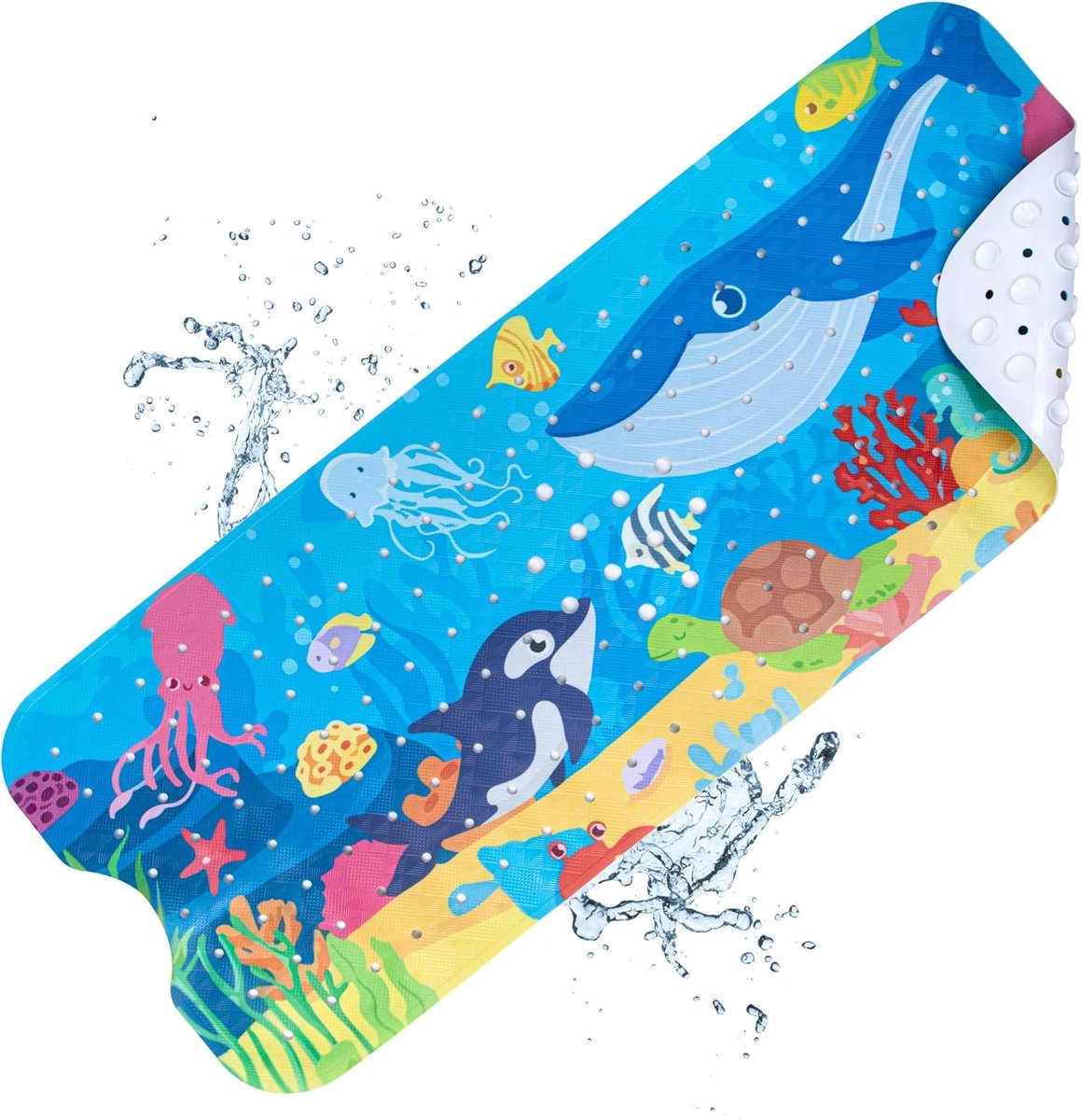 Badmat, antislip, 100 x 40 cm, BPA-vrij, pvc-douchemat met zuignappen, antislipmat, badkuip, machinewasbaar