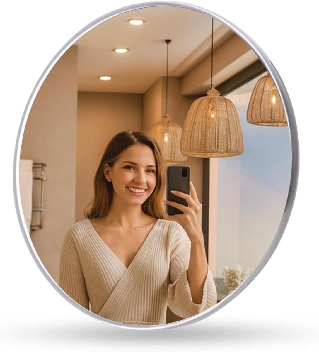 Anti-condens-douchespiegel voor scheren en make-up, 3 krachtige afneembare zuignappen, onbreekbare anti-condens-spiegel voor douche en badkamer, anti-condens spiegel, kinderveiligheidsspiegel