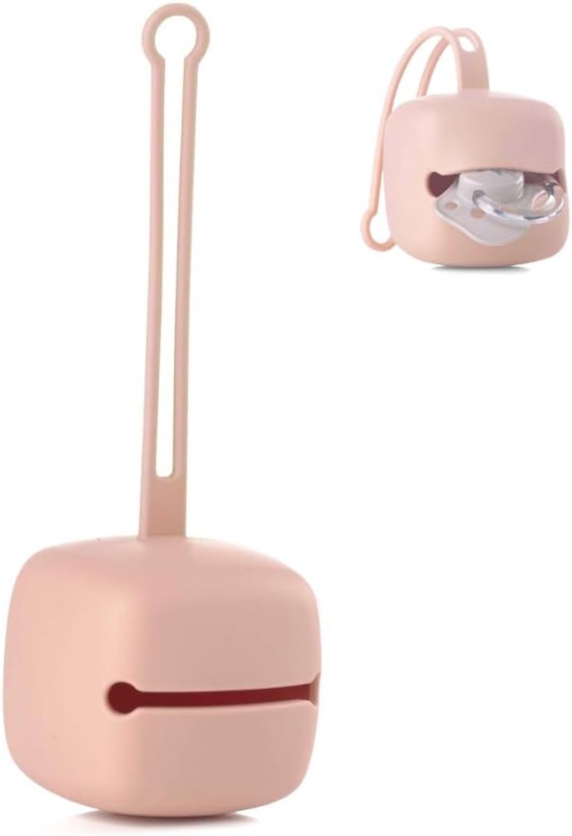 Fopspeenbox van siliconen, capaciteit voor 2 fopspeen, BPA-vrij, vaatwasmachinebestendig, roze
