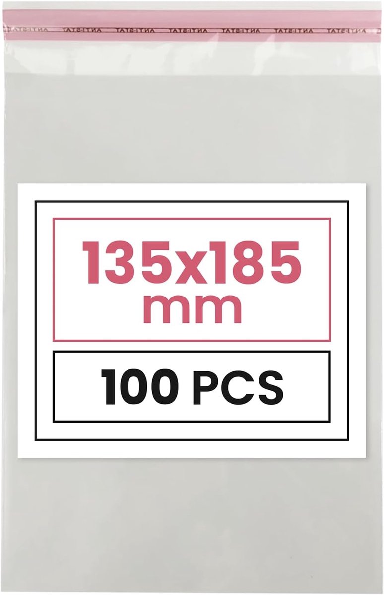 100 platte zakken met zelfklevende flap (3 cm) 13,5 x 18,5 cm heldere plastic sterke transparante cellofaanzakjes voor verpakking