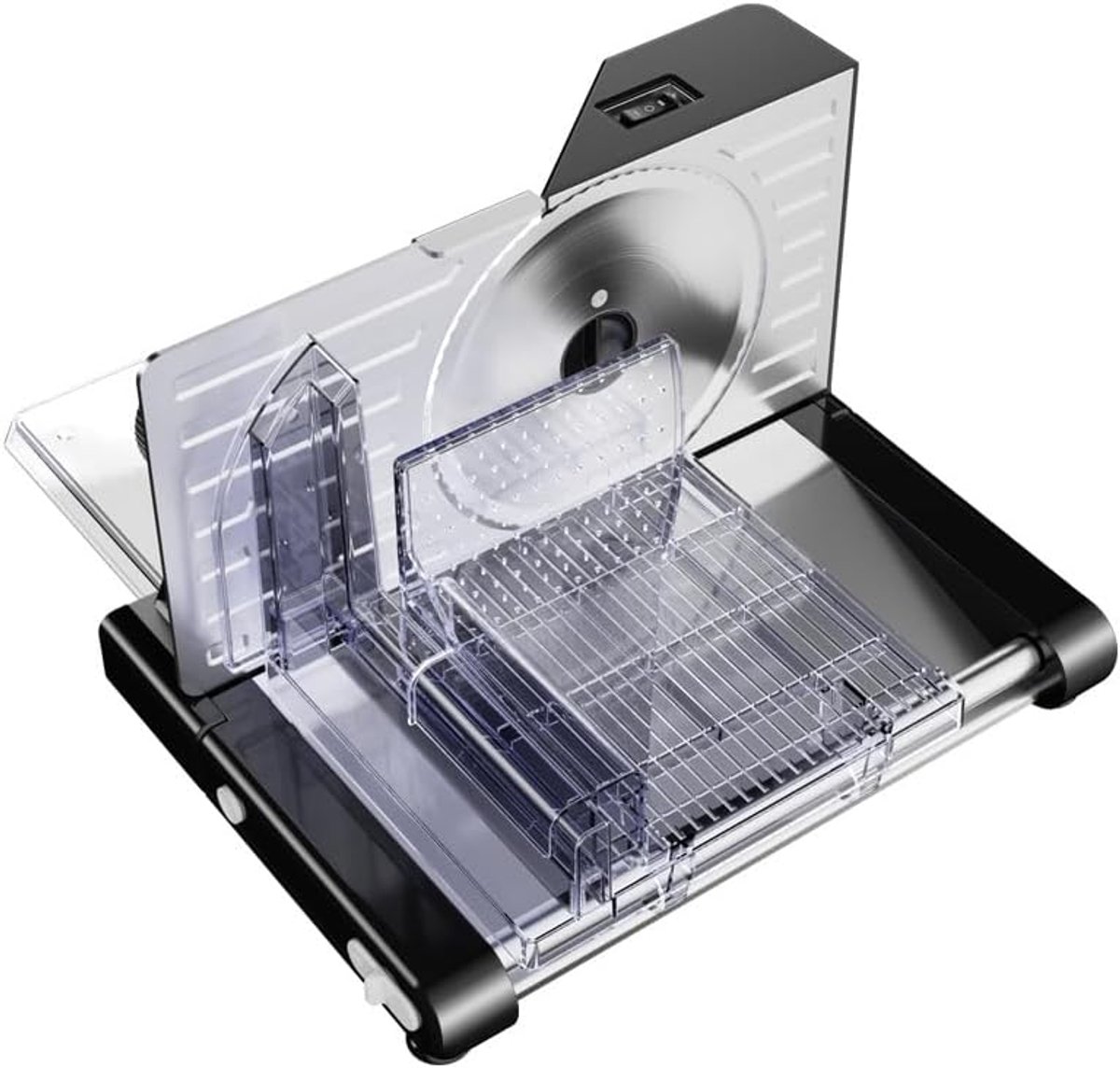 inklapbaar, elektrisch, met verstelbare snijdikte (0-18 mm), allessnijder, elektrisch voor vlees en brood, 160 W, inklapbaar, demonteerbaar en stil (<70 dB)