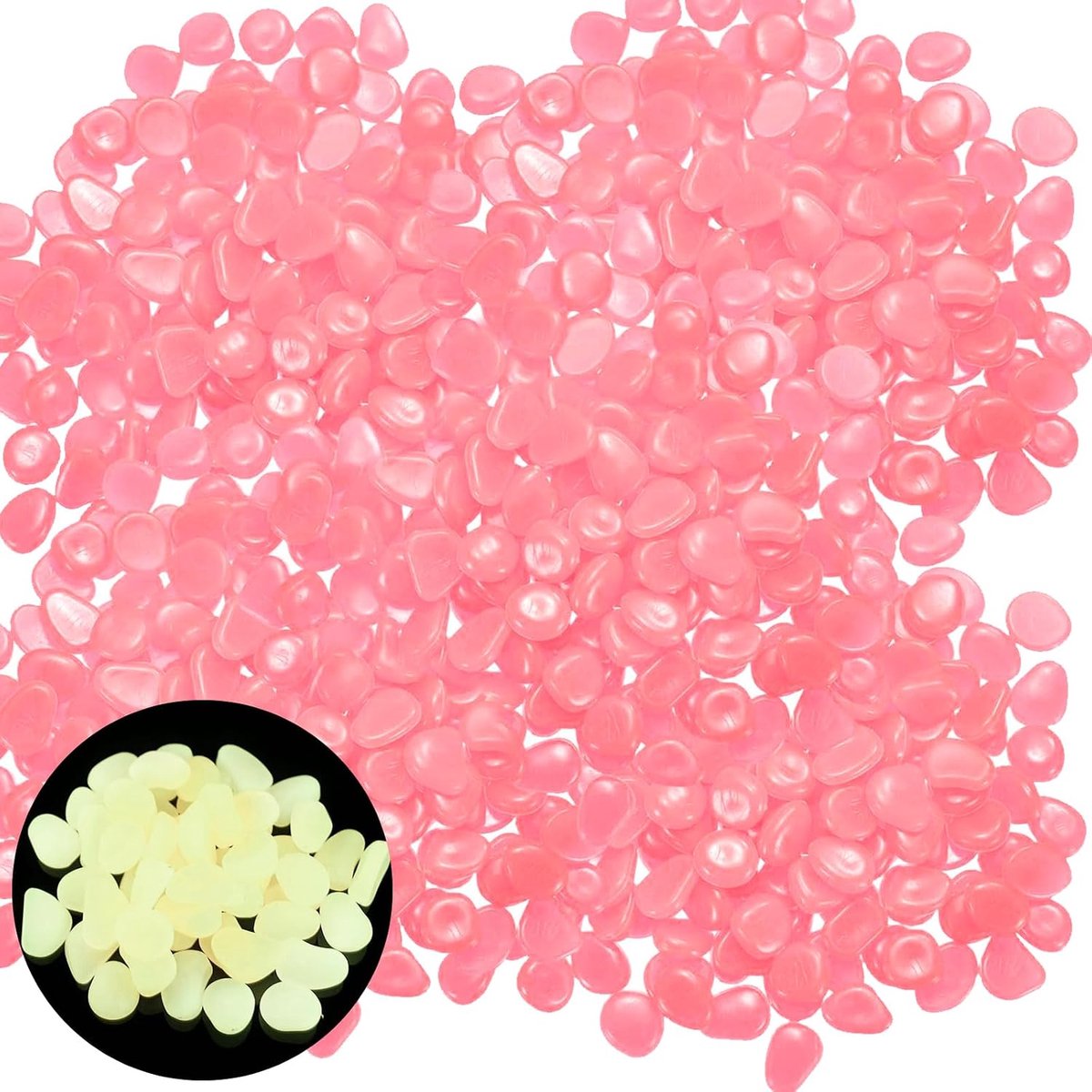 Lichtgevende stenen, wit, lichtgevende kiezelstenen (roze) | Absorbeert licht en gloeit in het donker, herbruikbaar en duurzaam, lichtgevende kiezelstenen die in het donker oplichten