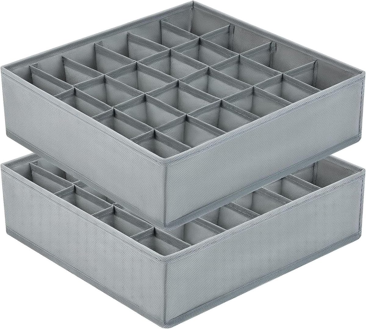 Kast laden organizer - 48 vakken (2x24), set van 2 ondergoed sokken organizer, opvouwbaar opbergsysteem kledingkast, opbergdozen kleding, voor drager, stropdassen, grijs