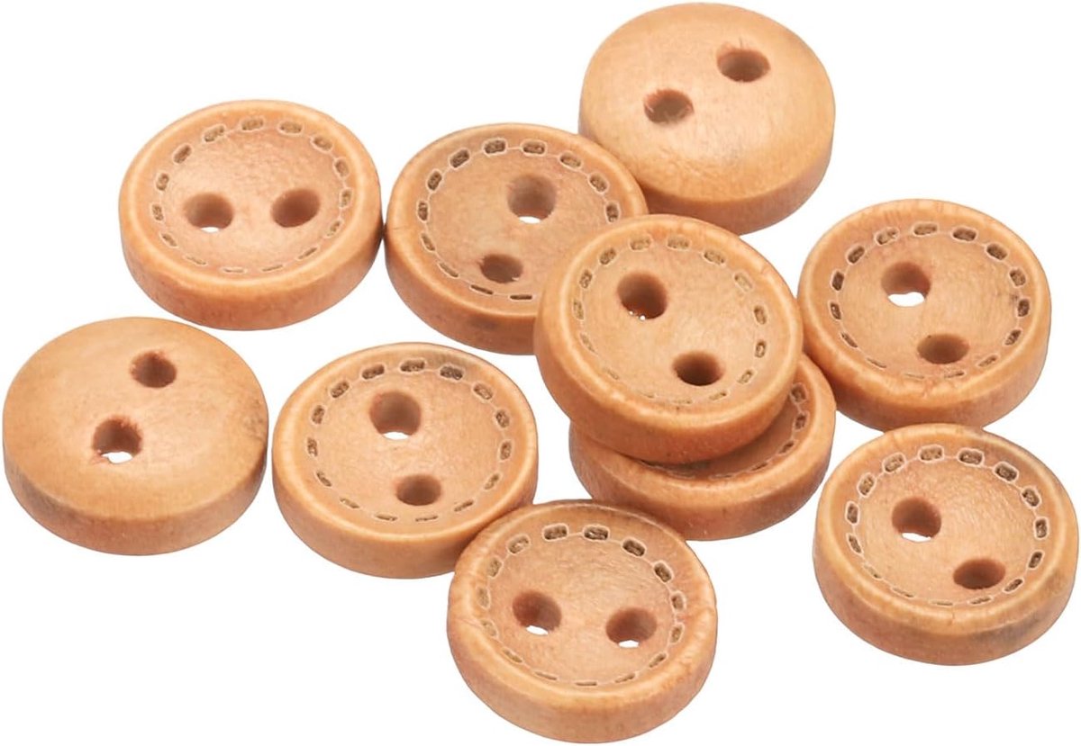 Knopen, 10 mm 2 gaten ambachtelijke knoppen, ambachtelijke knopen hout komtype ronde naaiknopen reserve knopen voor doe-het-zelf decoratie jassen naaien kleding, 10 stuks beige