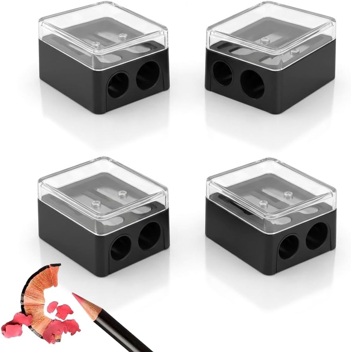 4 make-upstiften met dubbele opening, nauwkeurige mesjes voor wenkbrauwpotlood en lippenstift, compact en draagbaar voor al je reizen