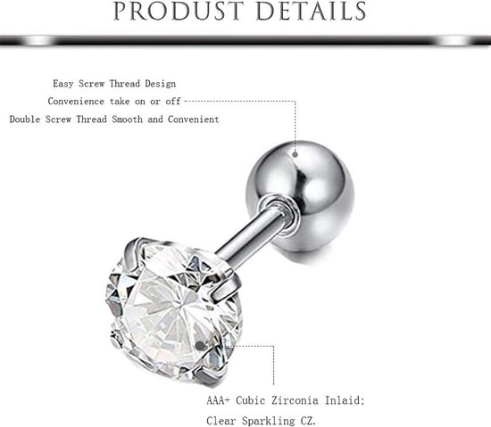 Studs: veelzijdige collectie modieuze piercings van roestvrij staal voor neus, septum, lip, tragus, oorstekers, helix, daith en lichaamspiercings voor vrouwen — afbeelding 4