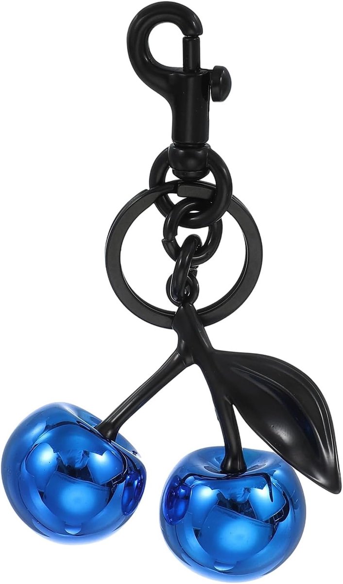 Sleutelhanger met kersenmotief, voor dames, met sleutelring en clip, voor handtassen, sleutels, autosleutels