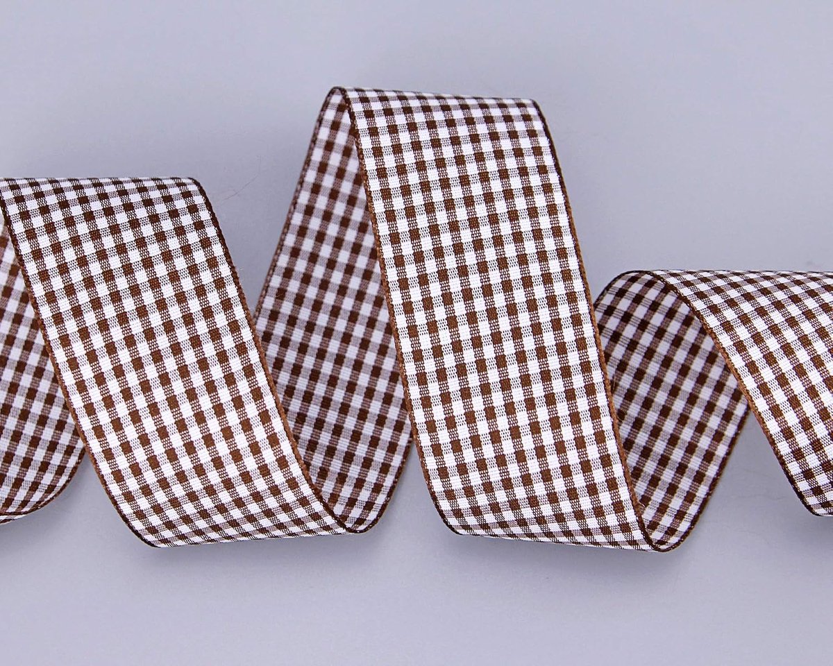 25 m x 38 mm Decoratielint KARO klassiek BRUIN lint geruit cadeaulint zonder draad om te versieren naaien