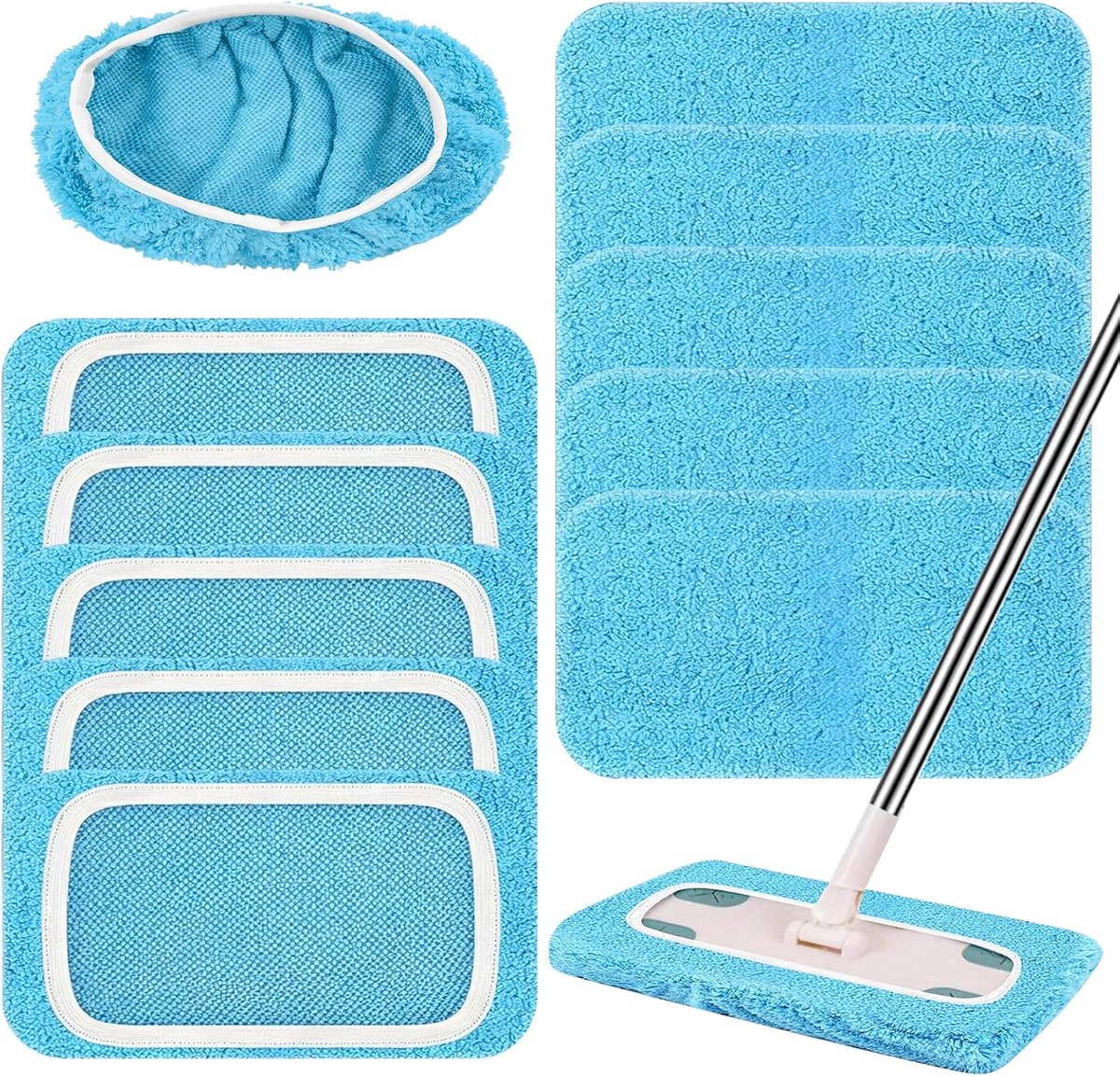 10 x Lake Blue microvezeldoeken voor Swiffer vloeren, herbruikbaar en nat, super absorberend, ideaal voor laminaat en parket