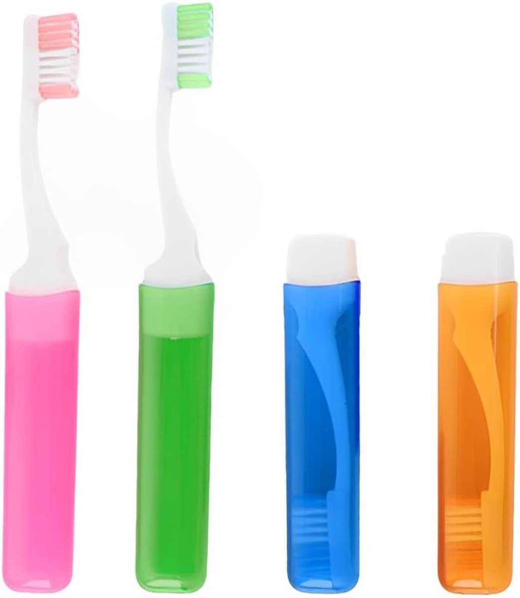 4 Stuks Reis Tandenborstel met Zachte Haren, Kamperen, Mini Opvouwbare Reis Tandenborstel voor Kinderen en Volwassenen Mondverzorging (Roze, Blauw, Groen, Oranje)