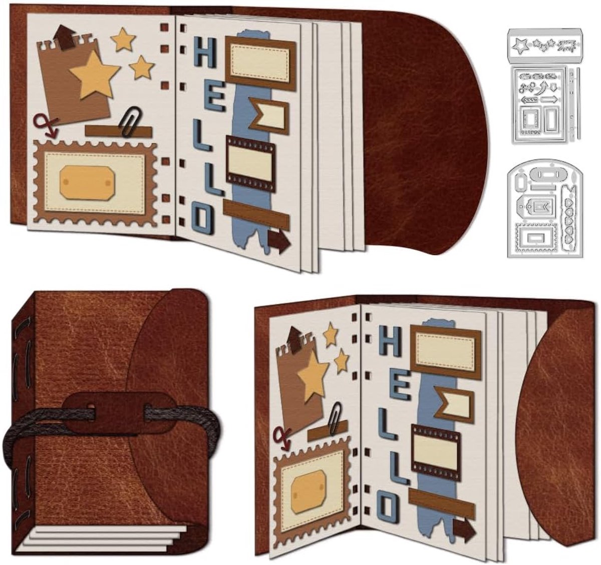 3D Dagboek Stansvormen Stansvormen van koolstofstaal Retro-etiketsjablonen Scrapbooking-stempels Stanssjablonen Nieuwigheden 2025 Voor het ontwerpen van kaarten, uitnodigingen