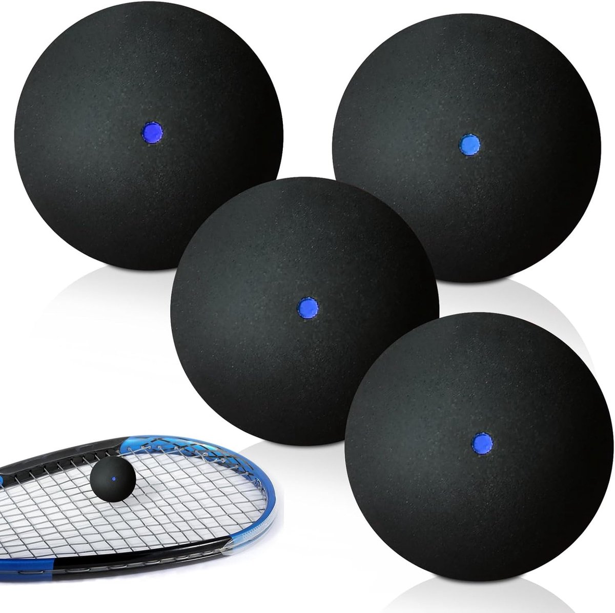 Ballen, set van 4 sport-squashballen, rubberen squashballen, sport-wedstrijd-squashbal voor training, beginners en wedstrijden