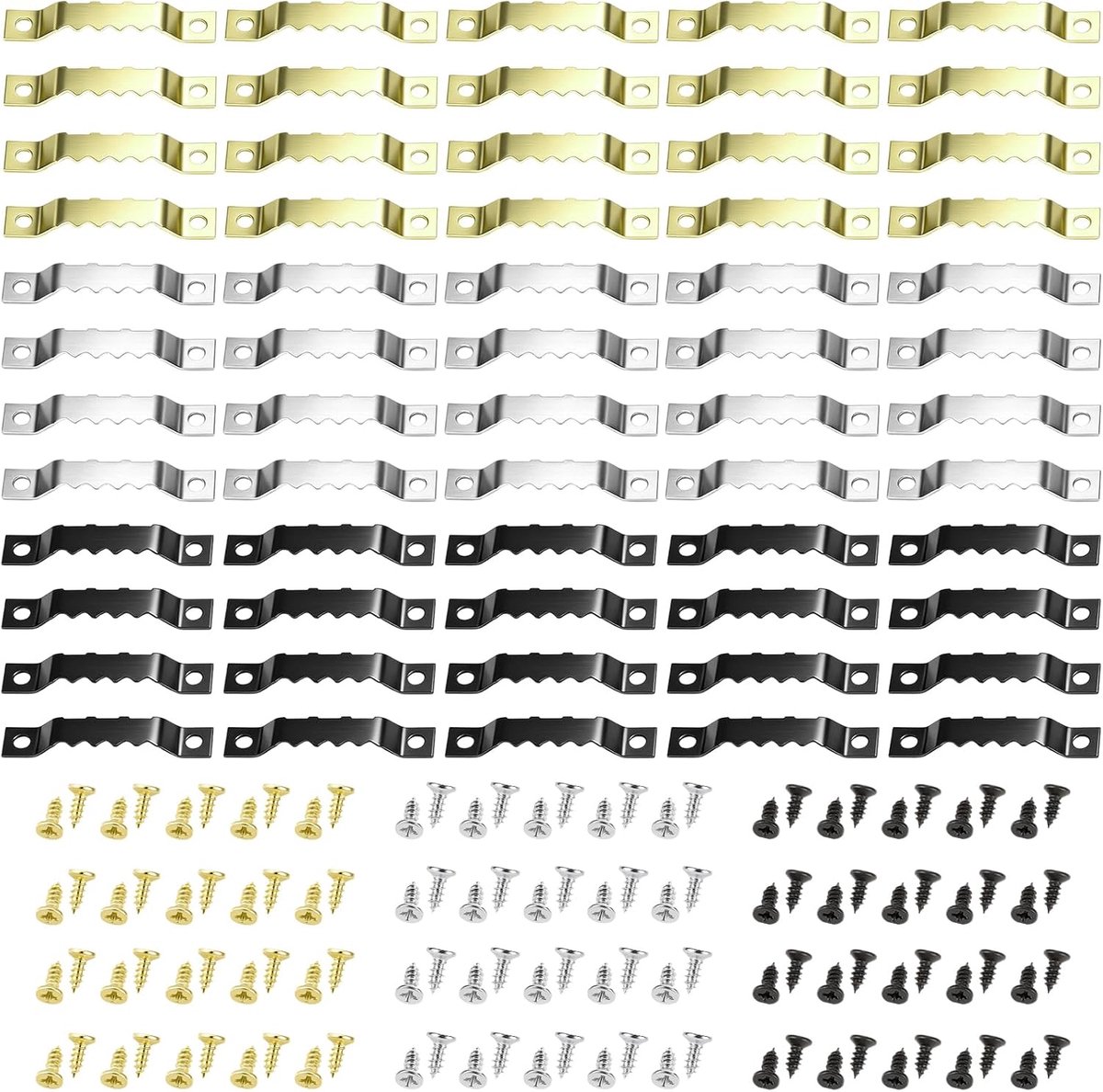 60 stuks fotohaken, fotohangers om te schroeven met zaagtanden, hangers voor foto's, fotolijsten, hangers voor spieraam, canvas, zware foto's, spiegels, horloges, kunstwerken