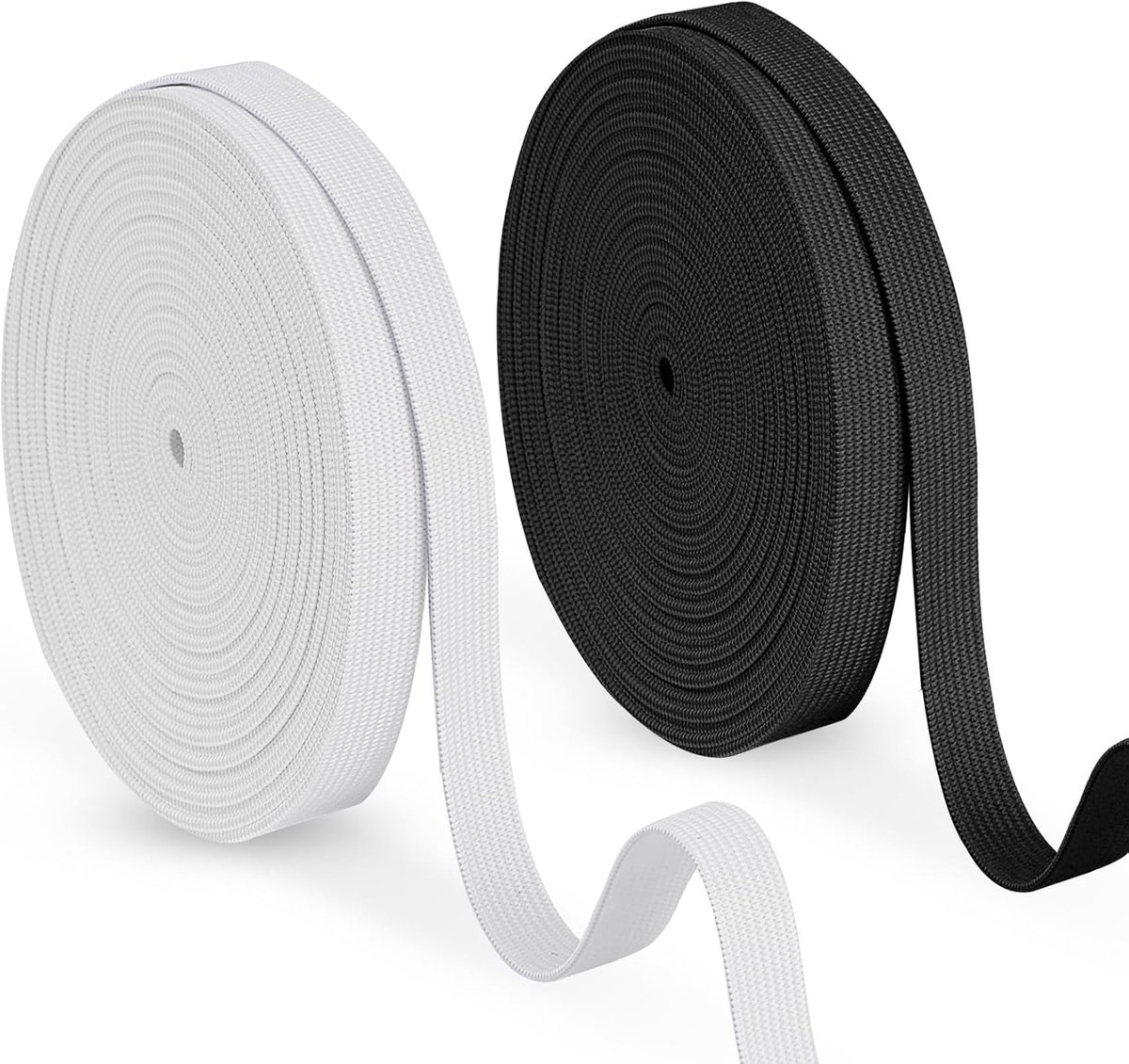 20 m elastiek 15 mm breed, zwart + wit elastieken om te naaien, brede, broekelastiek voor doe-het-zelf handwerk, 10 meter per stuk