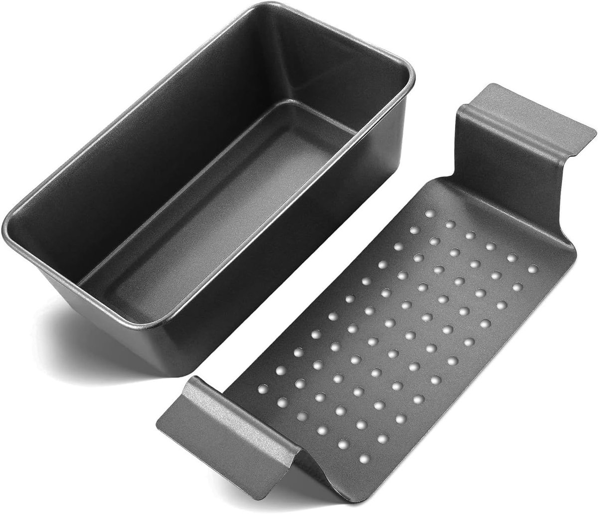 pan, 25 cm, broodvorm, bakvorm, broodvorm, antiaanbaklaag om op te hangen met lekbak, grillschaal, brood bakken, broodvorm (zwart)