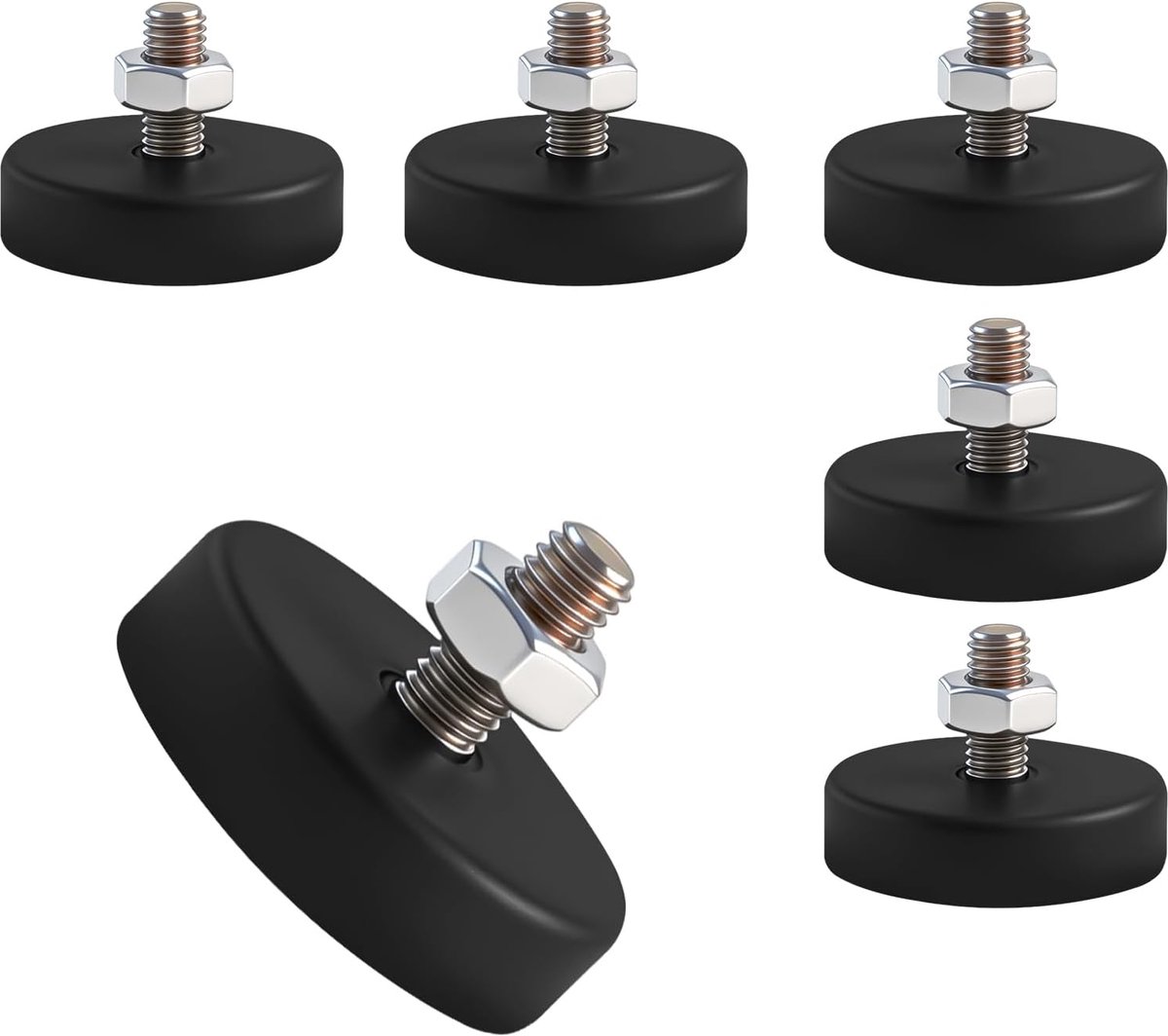 6 stuks antislip pads, rubber, Silent Block, M8 x 42 mm, rubberen buffer met 6 moeren voor tafels, stoelen, kasten, machines en apparatuur